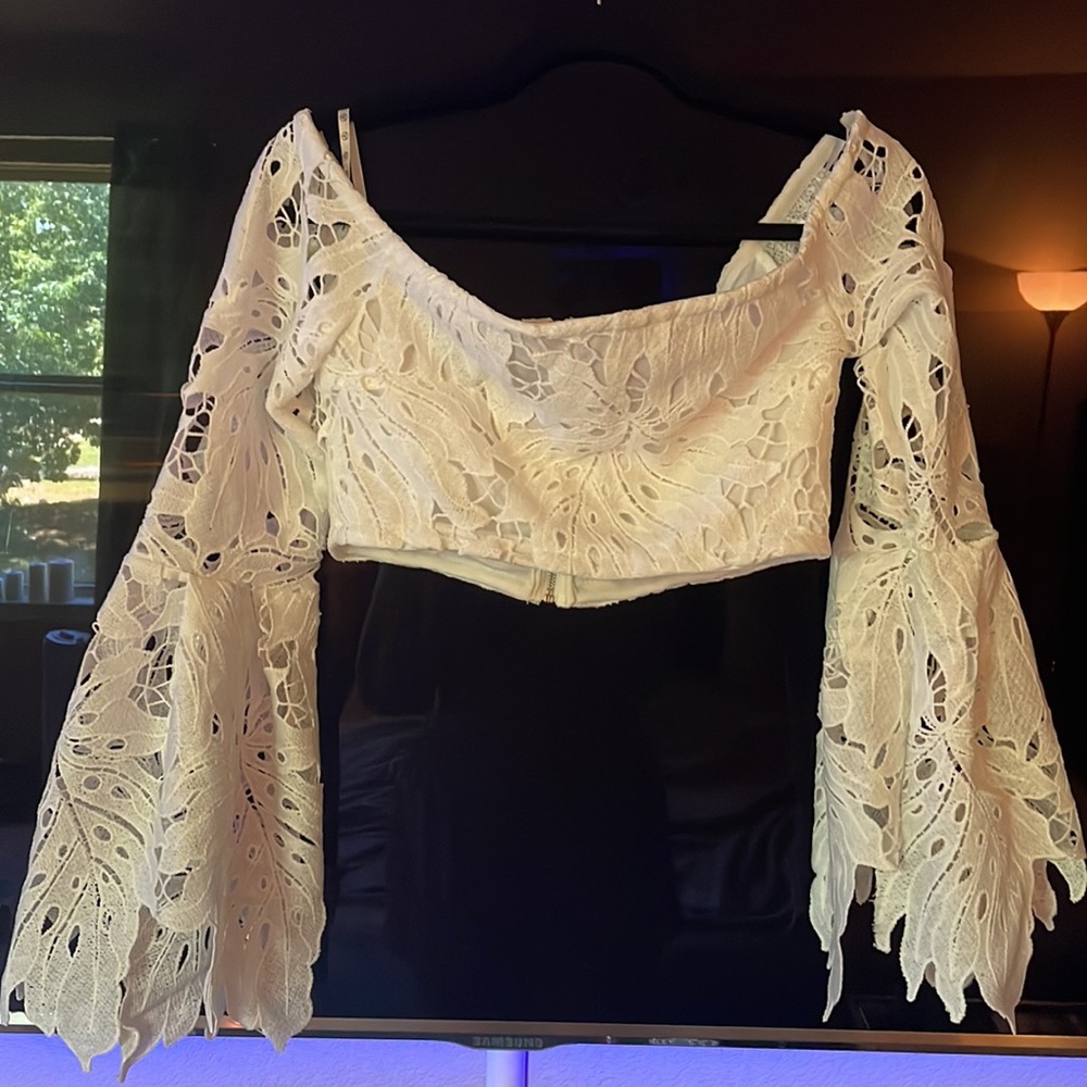 Off shoulder crochet/lace  cropped top